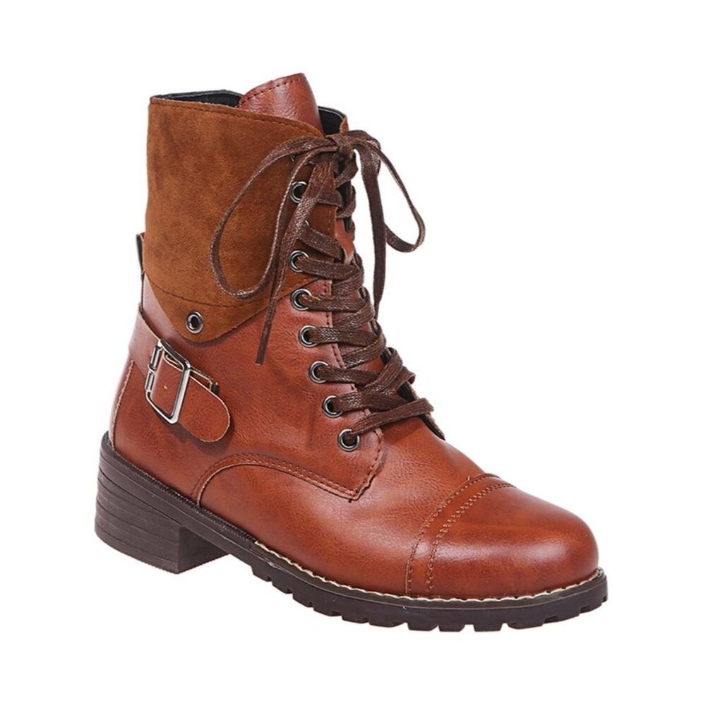 PAOTMBU - Brown Buckle Combat Boot